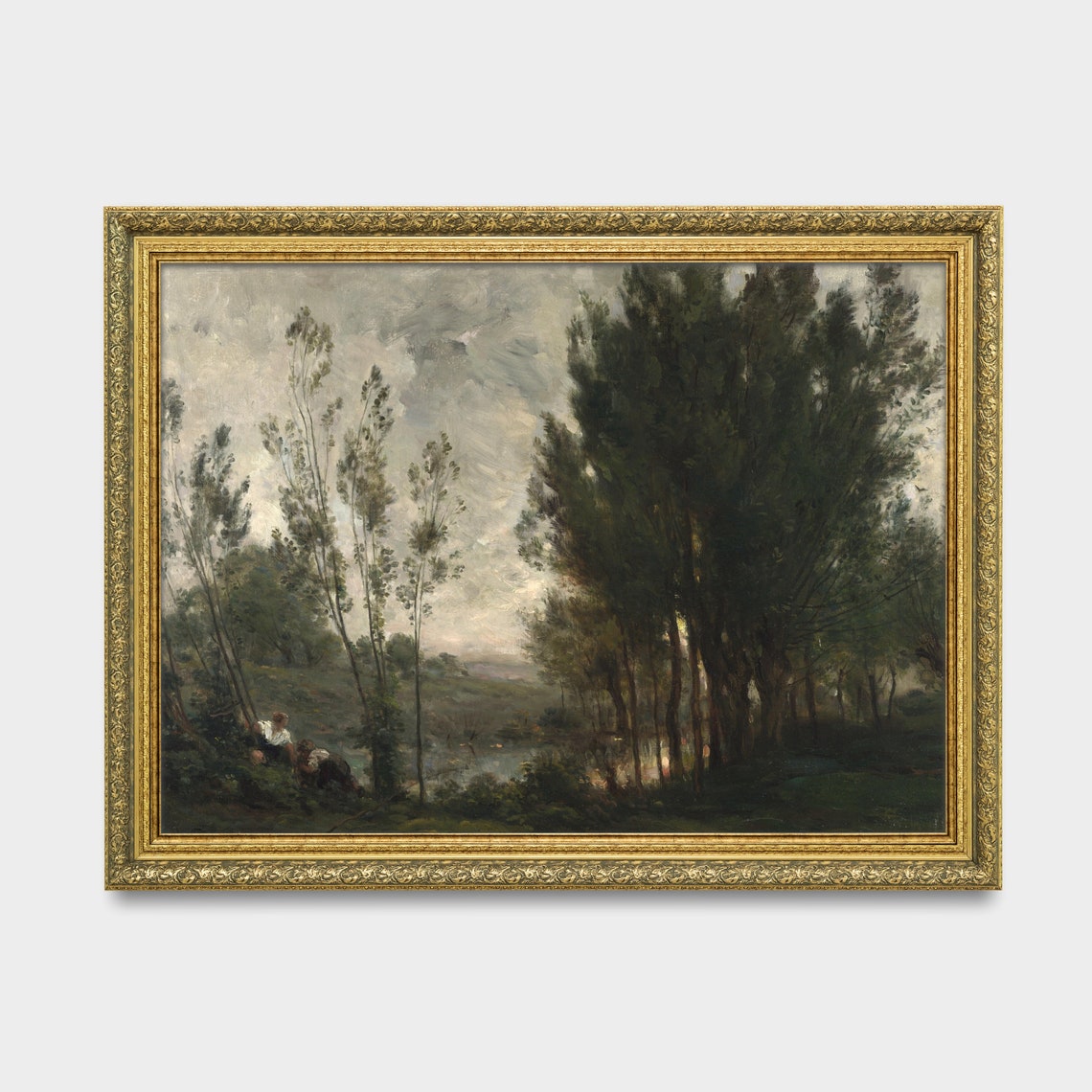 Quiet River Beneath Tall Poplars Barbizon School Landscape Art Poster - Image 2