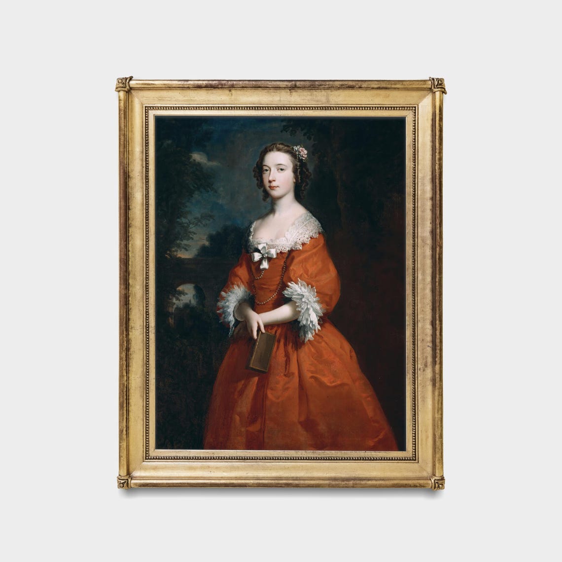 Young Woman in a Red Dress Holding a Book Antique Portrait Poster - Image 5