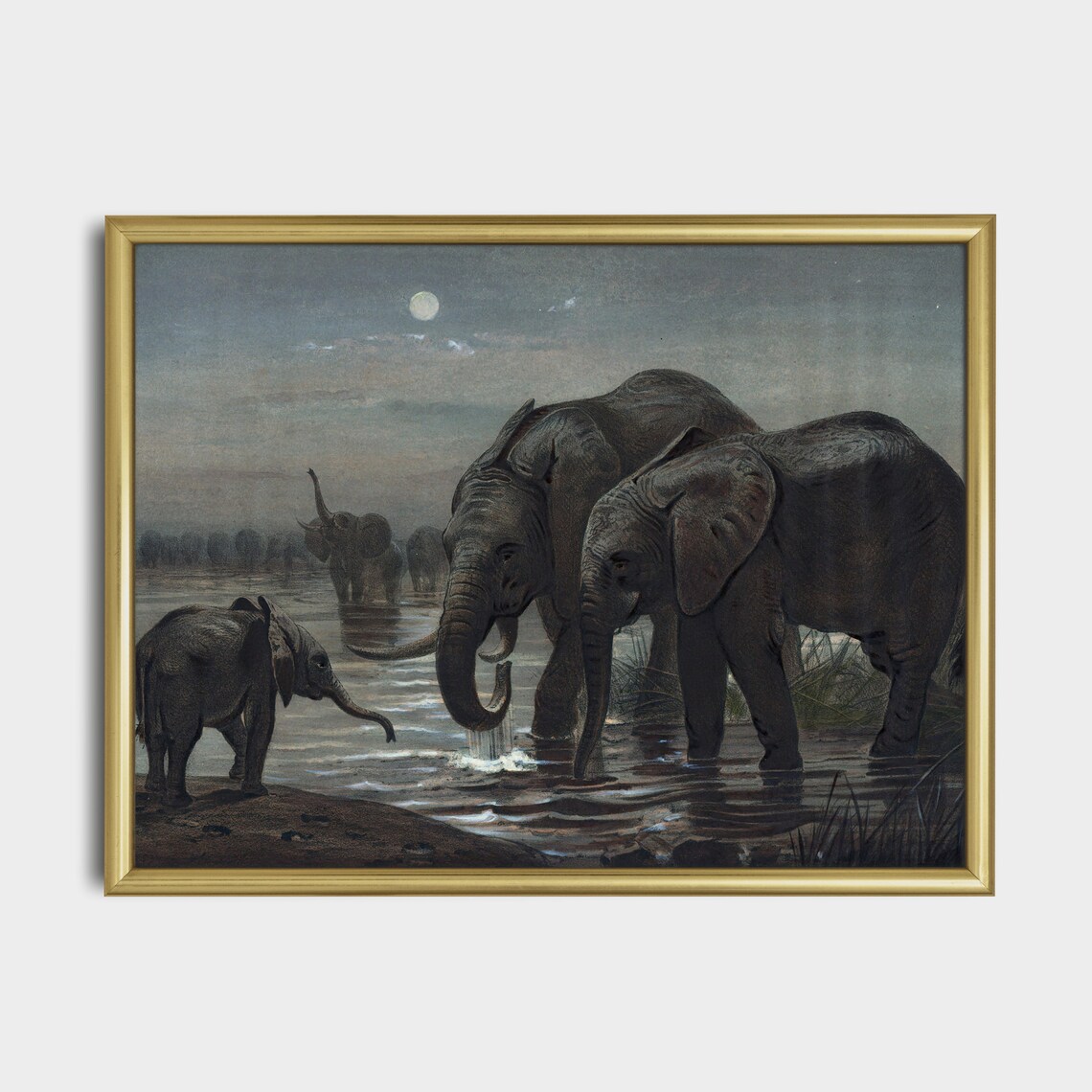 Vintage Elephant Painting, Rustic Farmhouse Art Print - Image 3