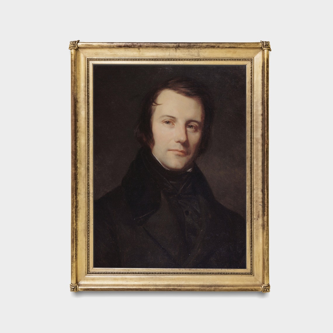 Vintage Young Man Portrait Dark Coat Antique Romantic Era Wall Art - Image 4
