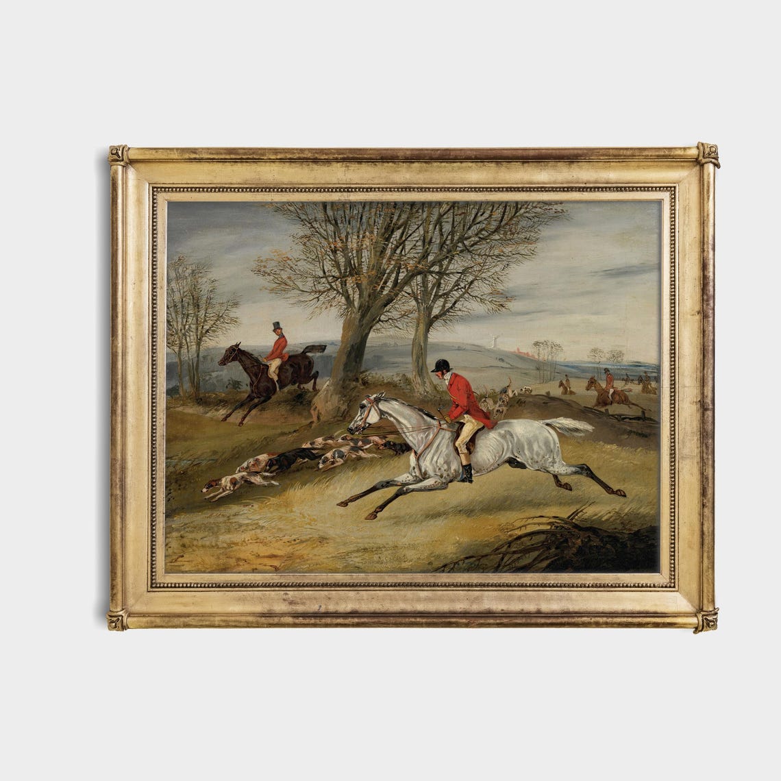 Full Gallop Fox Hunt Riders and Hounds Vintage Sporting Poster - Image 4