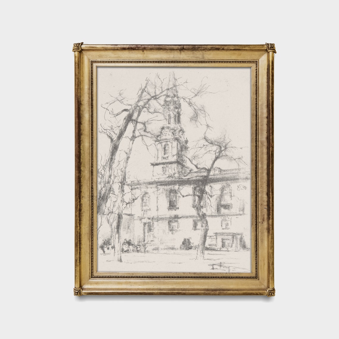 Vintage Wall Art Architecture Sketch Drawing Print Neutral Antique Art Vertical Wall Art Rustic Art - Image 3