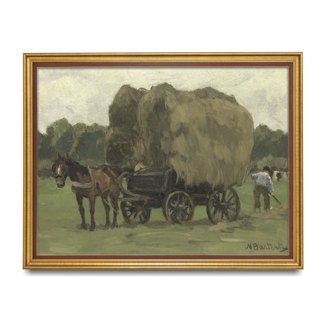 Vintage Landscape Painting Antique Country Landscape Instant Wall Art Farmhouse Decor Oil Painting Fine Print - Image 4
