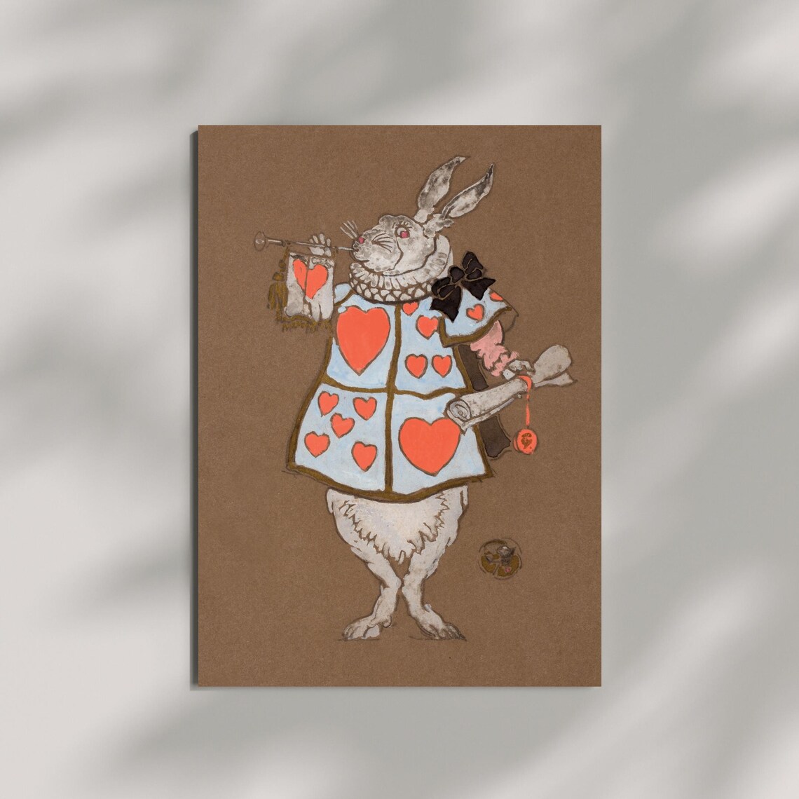 Vintage White Rabbit Alice In Wonderland Storybook Illustration Poster