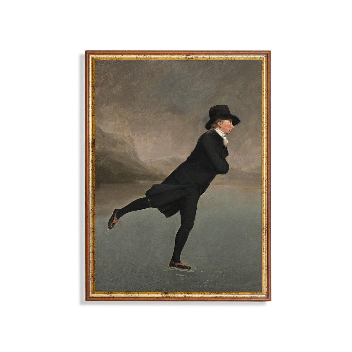 Vintage Ice Skating Gentleman, Winter Wonderland Art Print