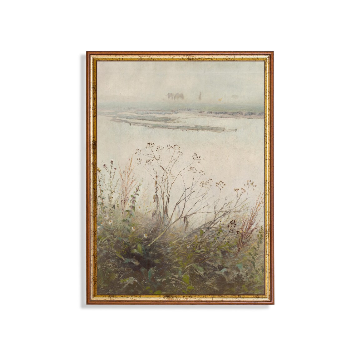 Vintage Country Landscape Art Print, Neutral Decor