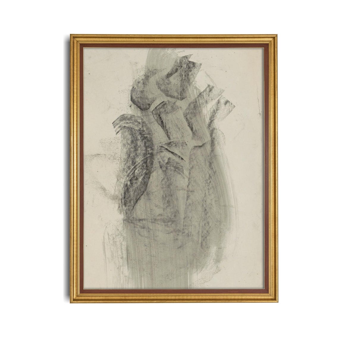 Neutral Gray Abstract Charcoal Sketch Minimalist Wall Poster - Image 4