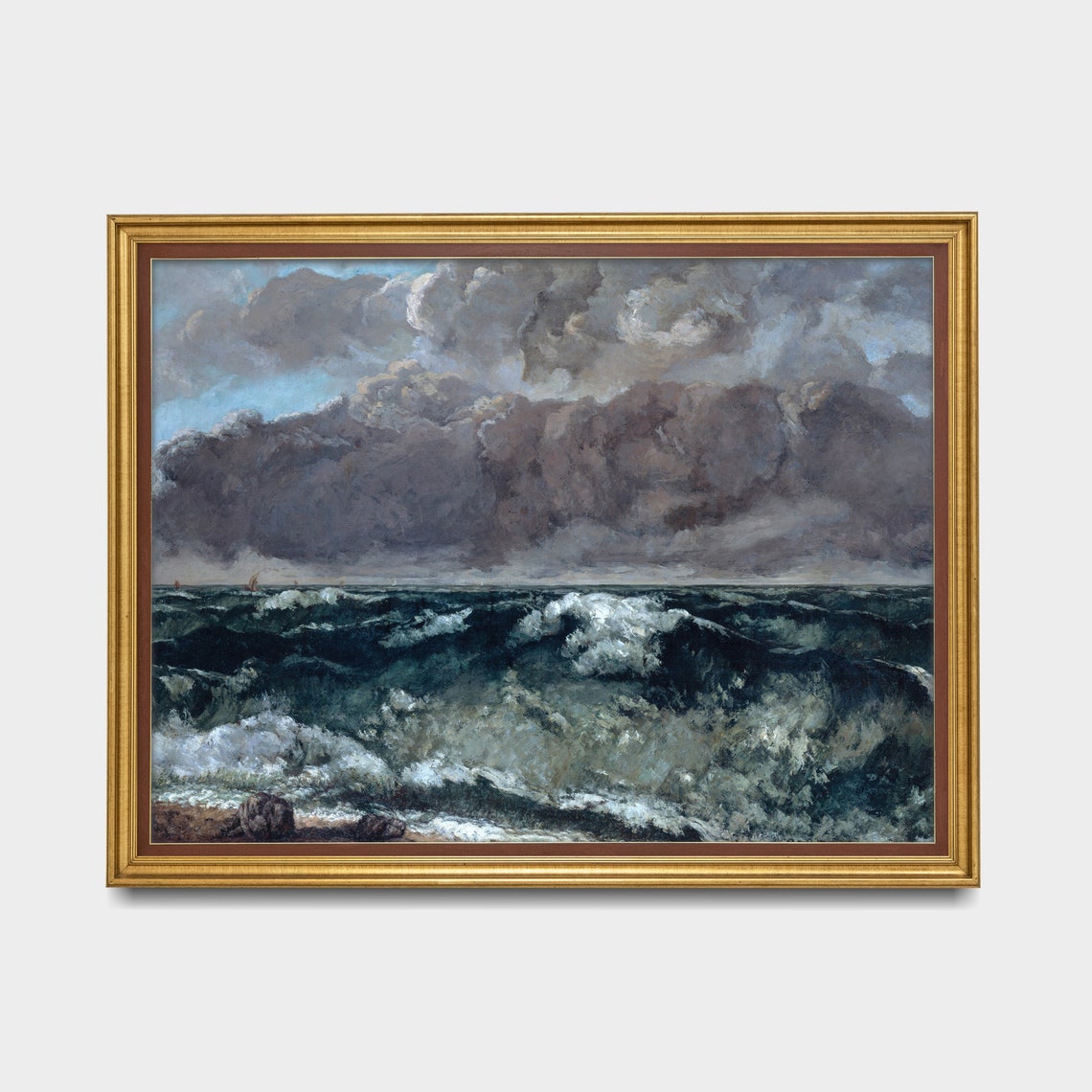 Dramatic Stormy Sea Waves Vintage Seascape Painting Art Poster - Image 4