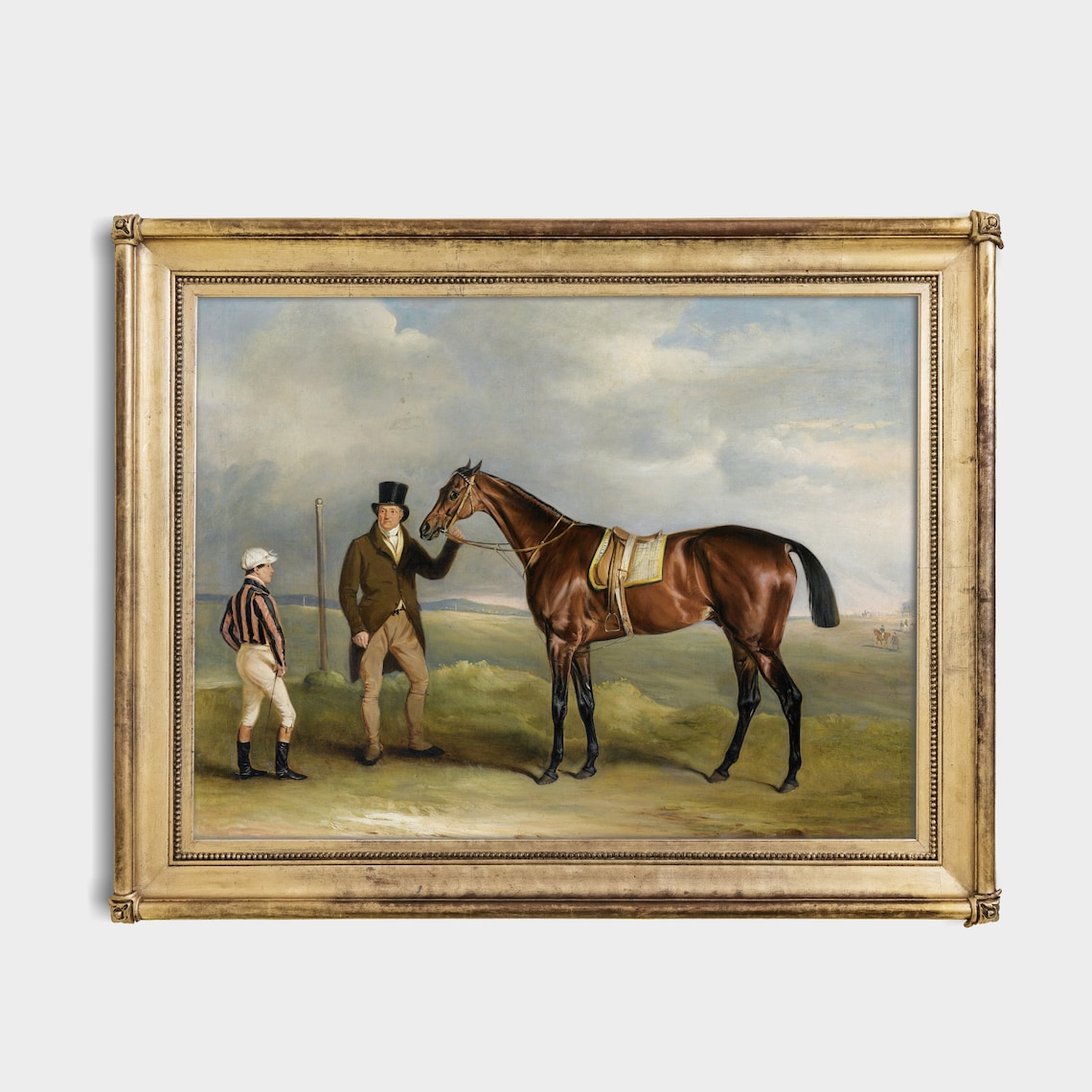 Racehorse and Jockey by the Winning Post Vintage Painting Poster - Image 2