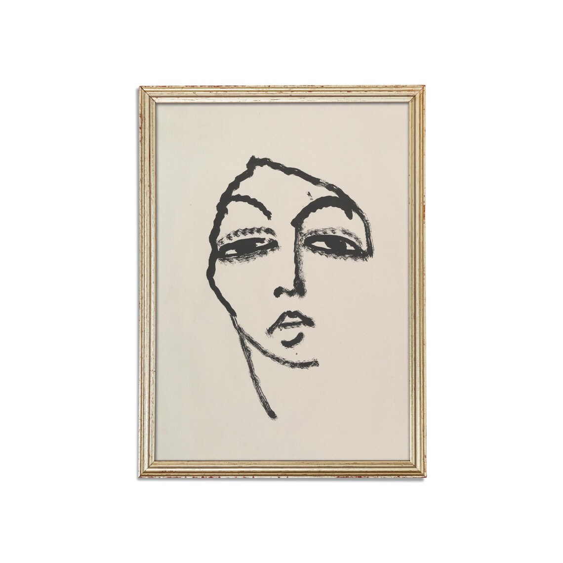Vintage Abstract Woman Portrait, Rustic Wall Art Print - Image 3