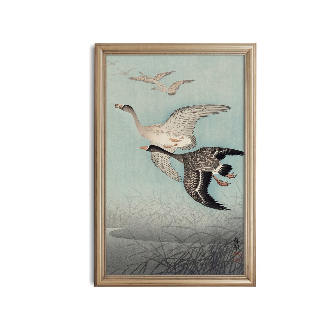 Vintage Birds and Flying Geese Asian Art Print - Image 3