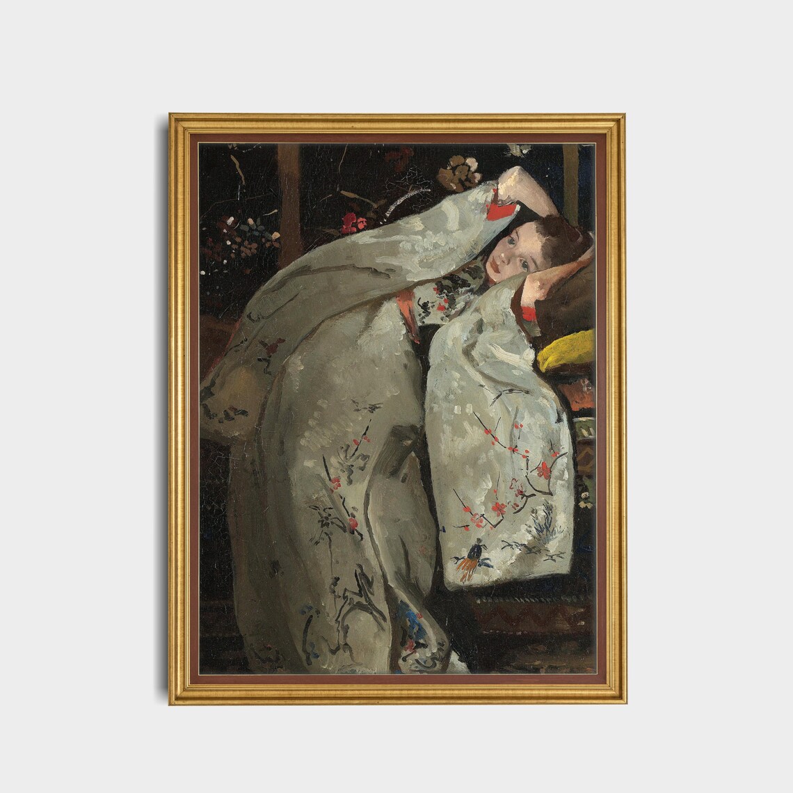Vintage Girl in White Kimono Japonisme Classic Portrait Poster - Image 5