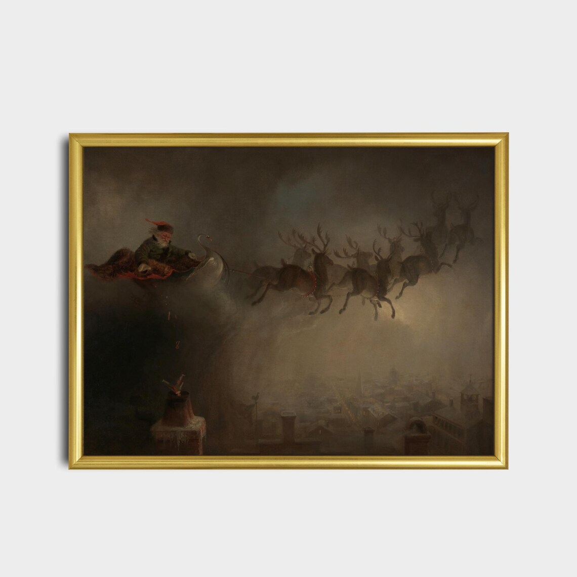 Vintage Santa Claus Art Print, Rustic Christmas Decor - Image 2