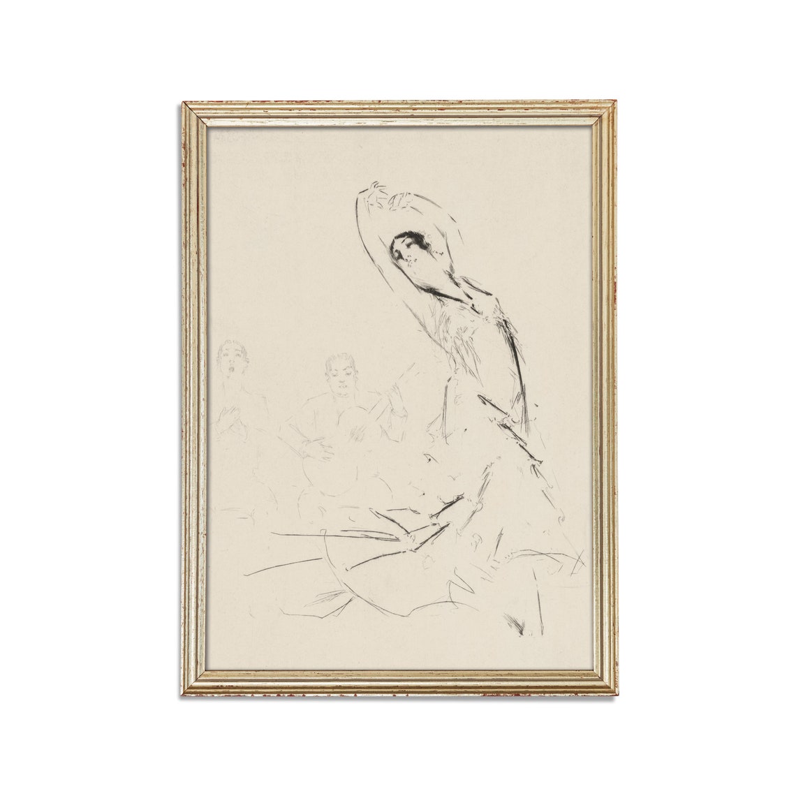 Flamenco Dancer Ink Sketch with Two Guitarists Minimal Poster - Image 4