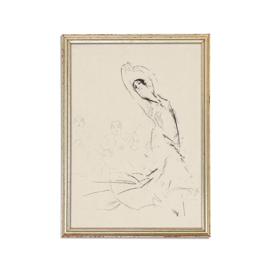 Vintage Figure Drawing, Woman Dancing Line Art Print - Image 2