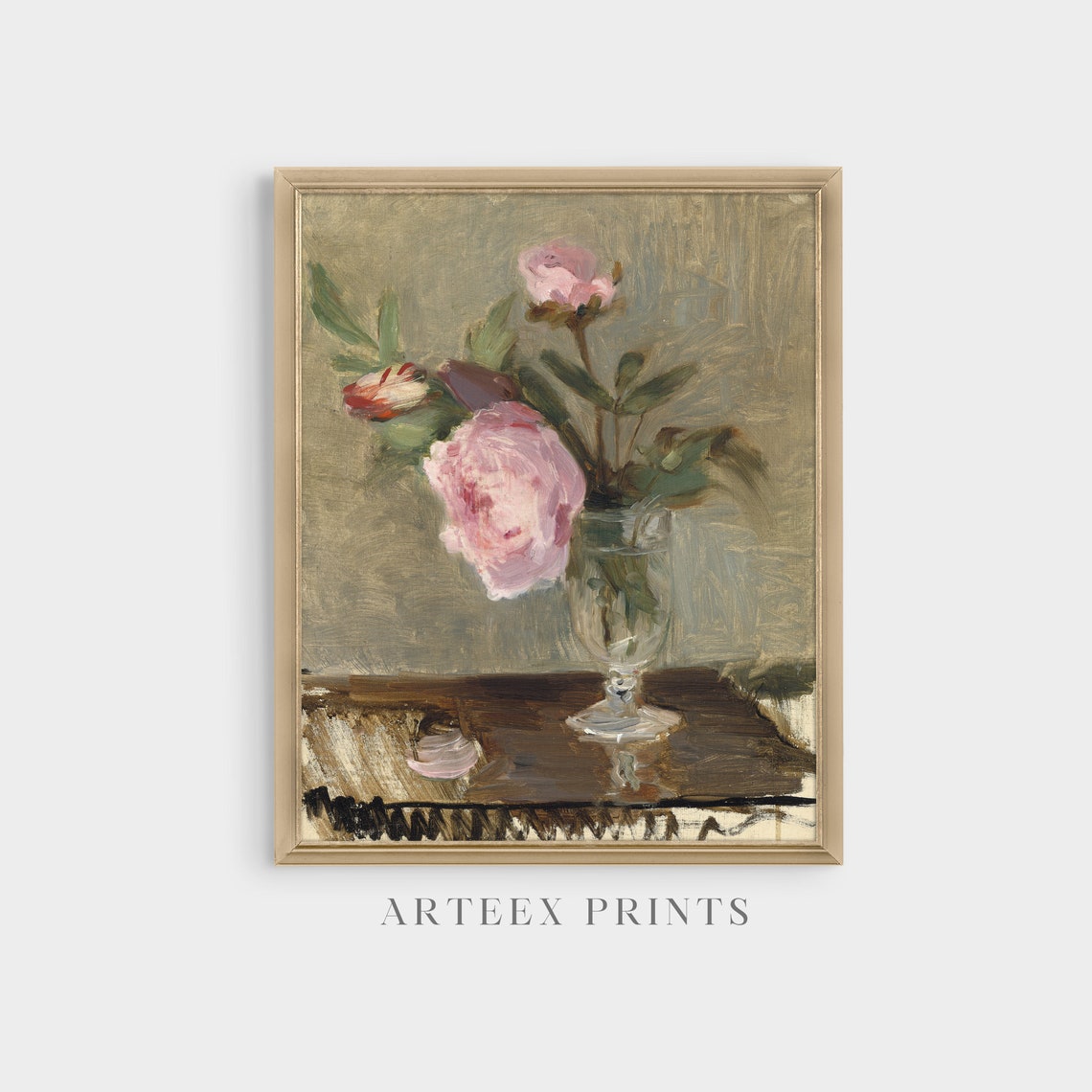Pink Peonies in a Glass Vase Impressionist Still Life Poster - Image 5
