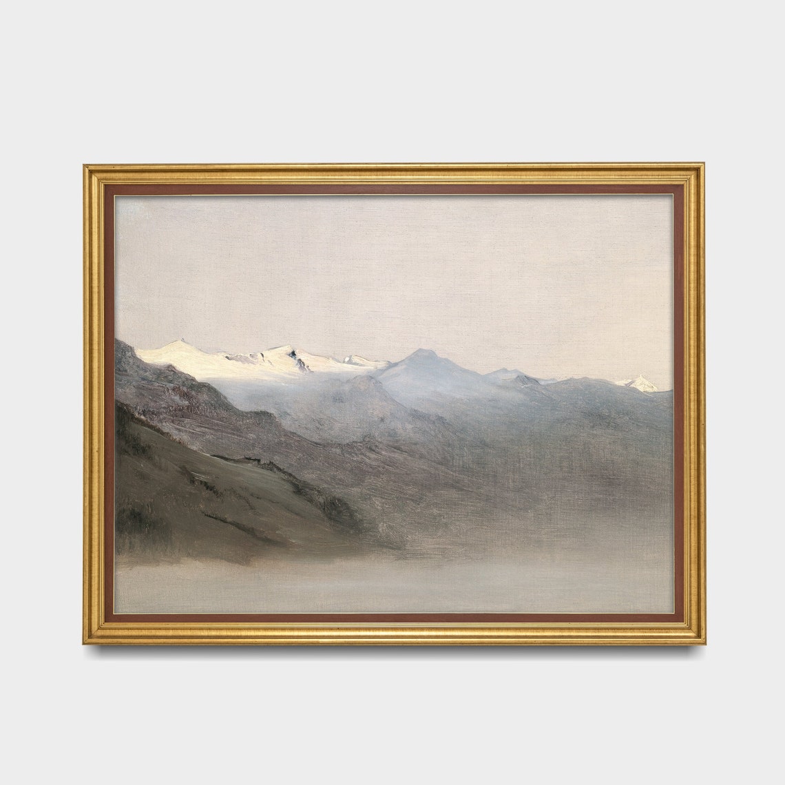 Distant Snowy Peaks In Mist Muted Winter Mountain View Poster - Image 2