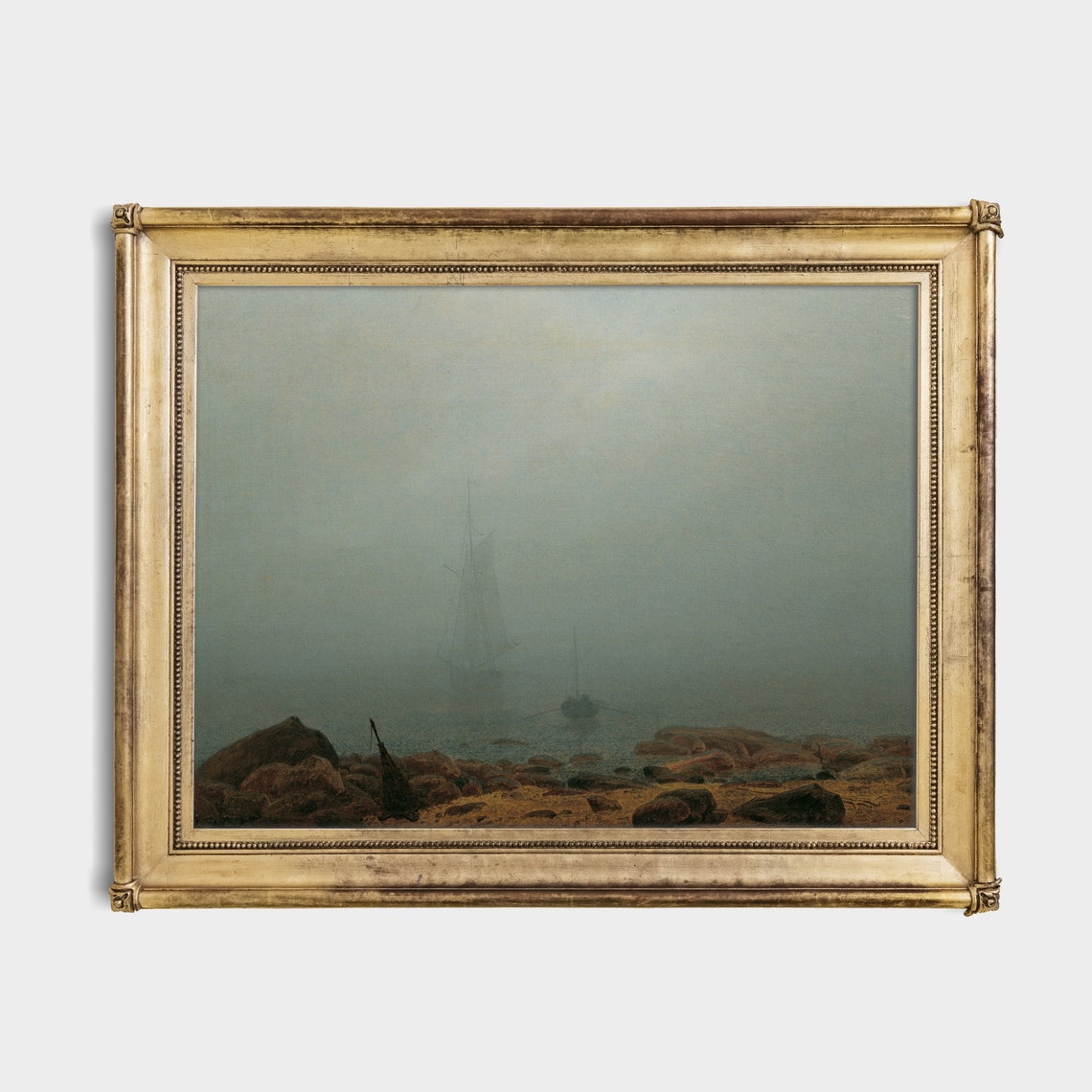 Tall Ship in Fog off a Rocky Shore Vintage Moody Seascape Poster - Image 4