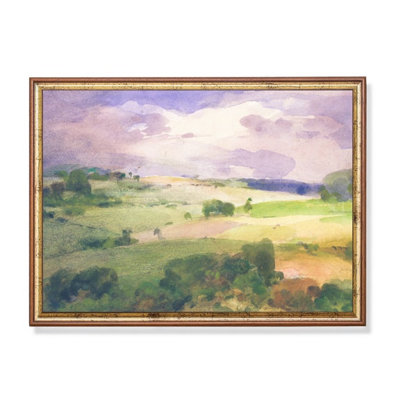 Print And Ship Vintage Landscape Painting Country Landscape Antique Rustic Moody Fine Print Mailed Art Farmhouse Decor