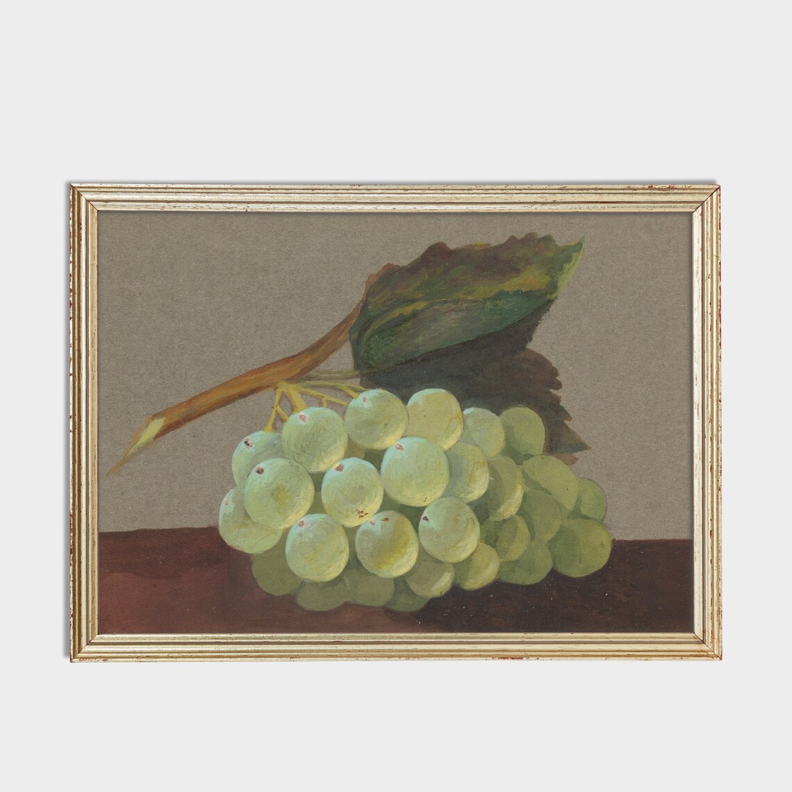 White Grapes Cluster Antique Fruit Still Life Oil Painting Poster - Image 3