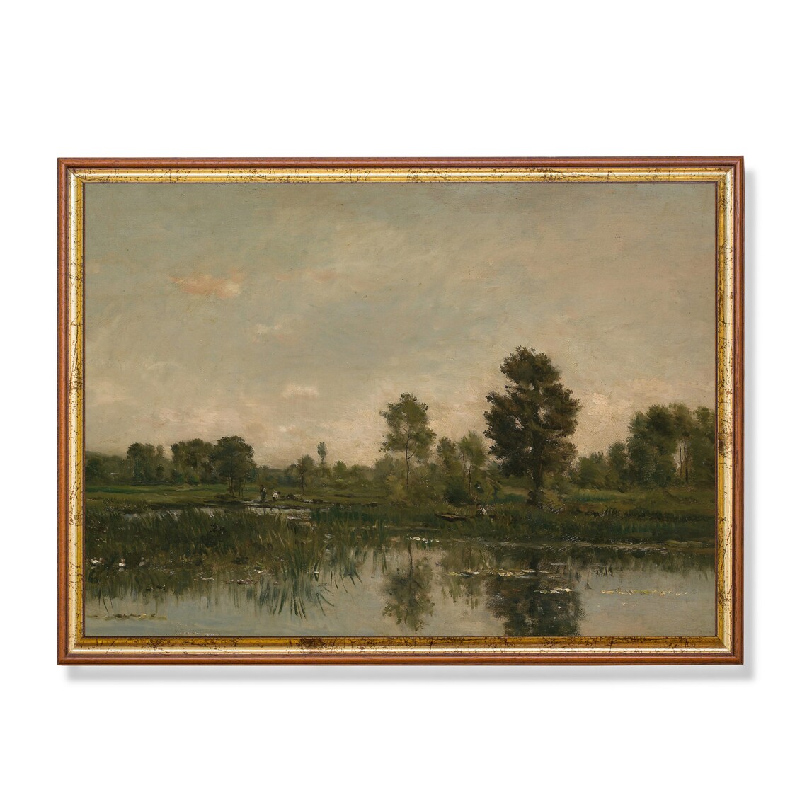 Vintage Country Landscape Art Print, Rustic Riverscape