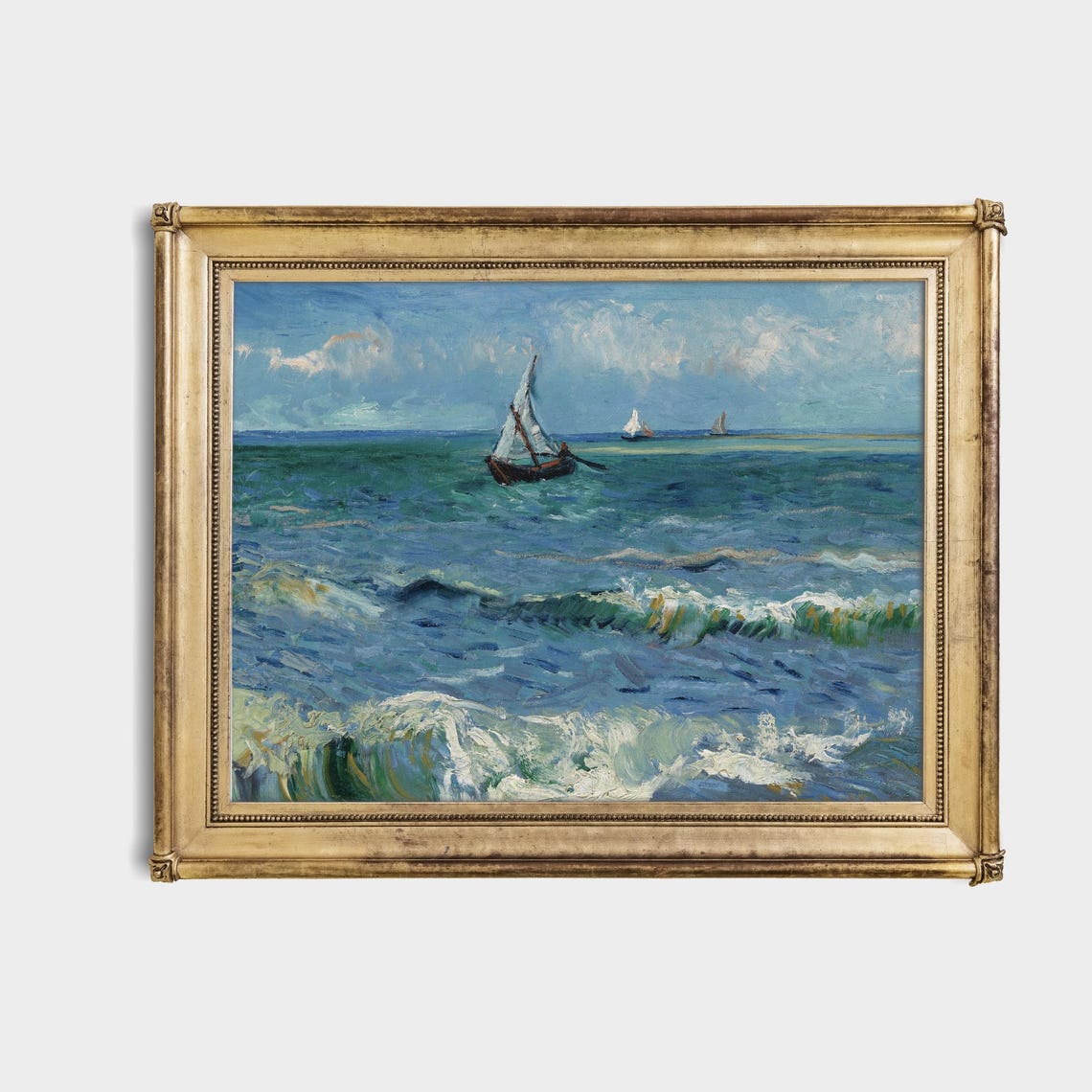Sailboats Skimming a Bright Blue Sparkling Rolling Sea Poster - Image 4