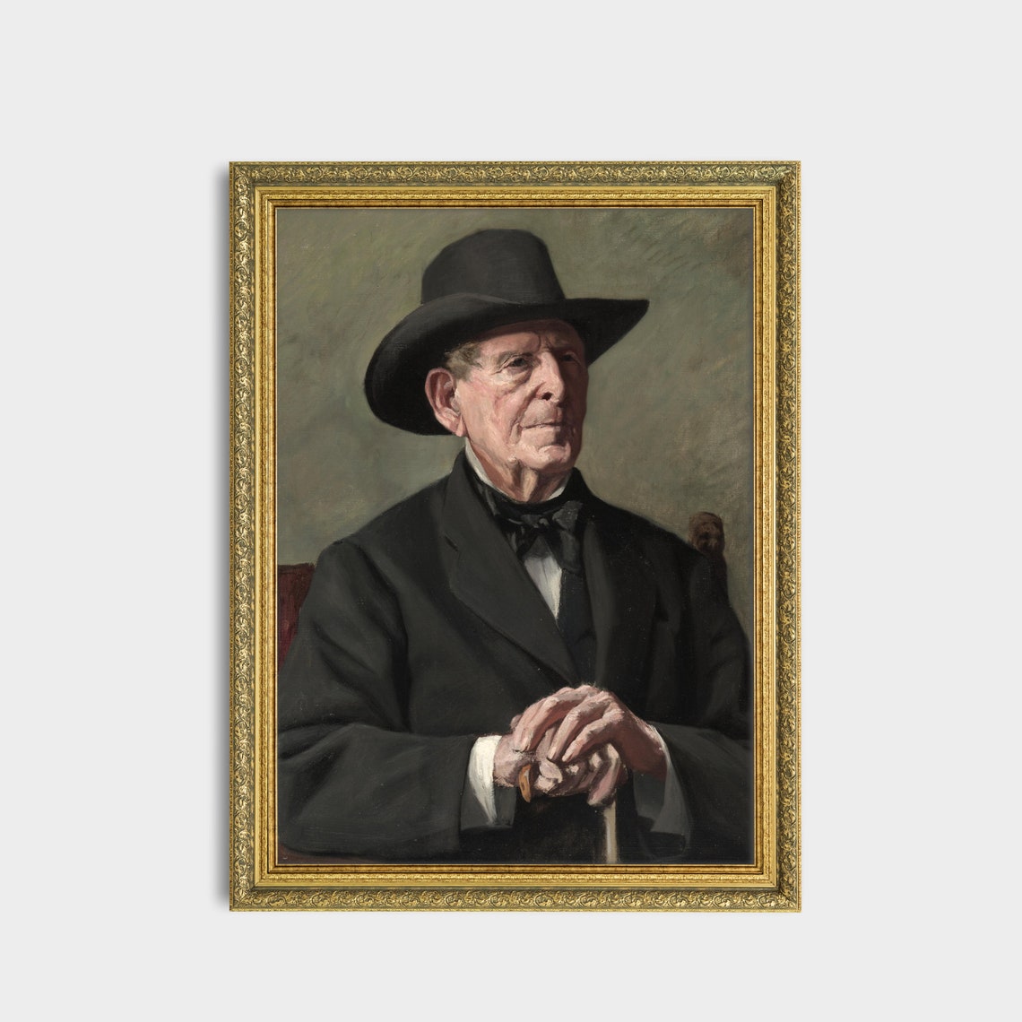 Vintage Old Gentleman Portrait Black Hat Antique Dignified Wall Art - Image 2