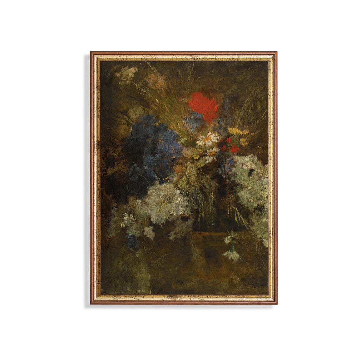 Wildflower Bouquet Poppy Cornflower Daisy Moody Floral Poster