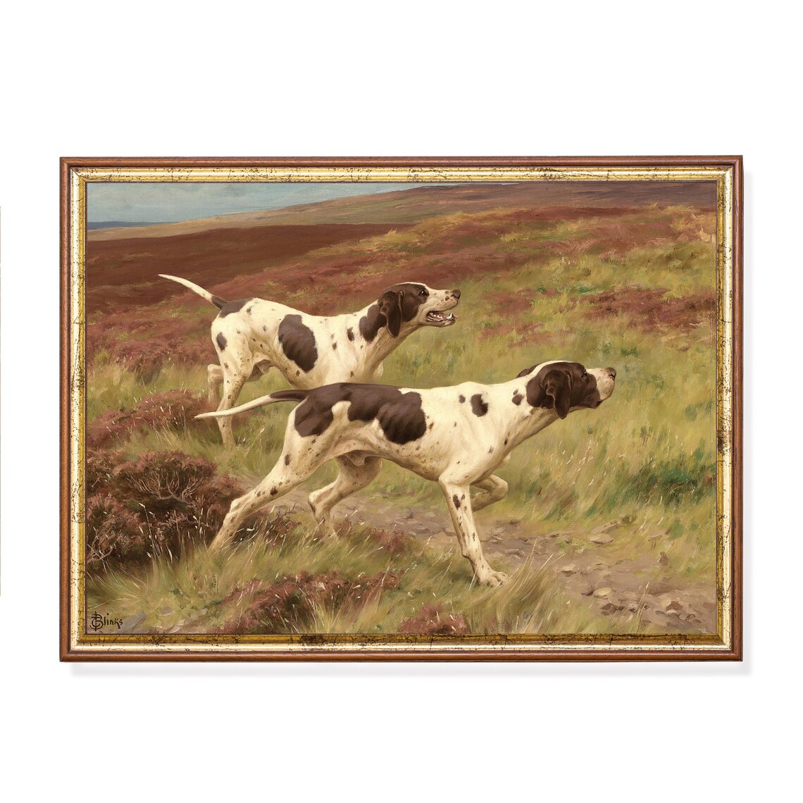 Vintage Dogs Painting Antique Animal Art Print