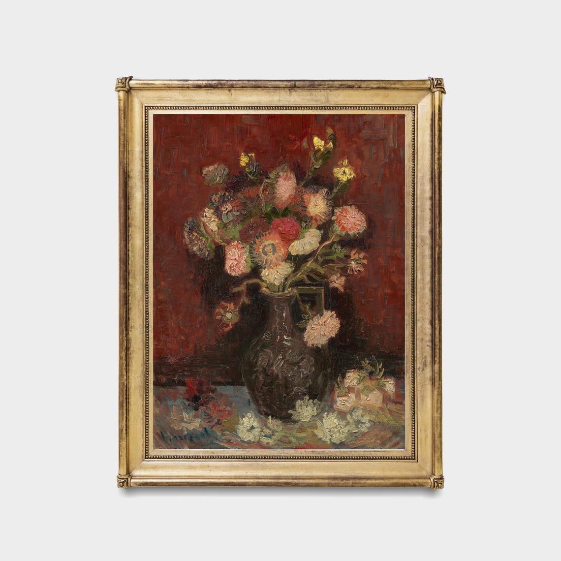 Vibrant Pink Asters and Gladioli in a Dark Vase Bold Floral Poster - Image 5