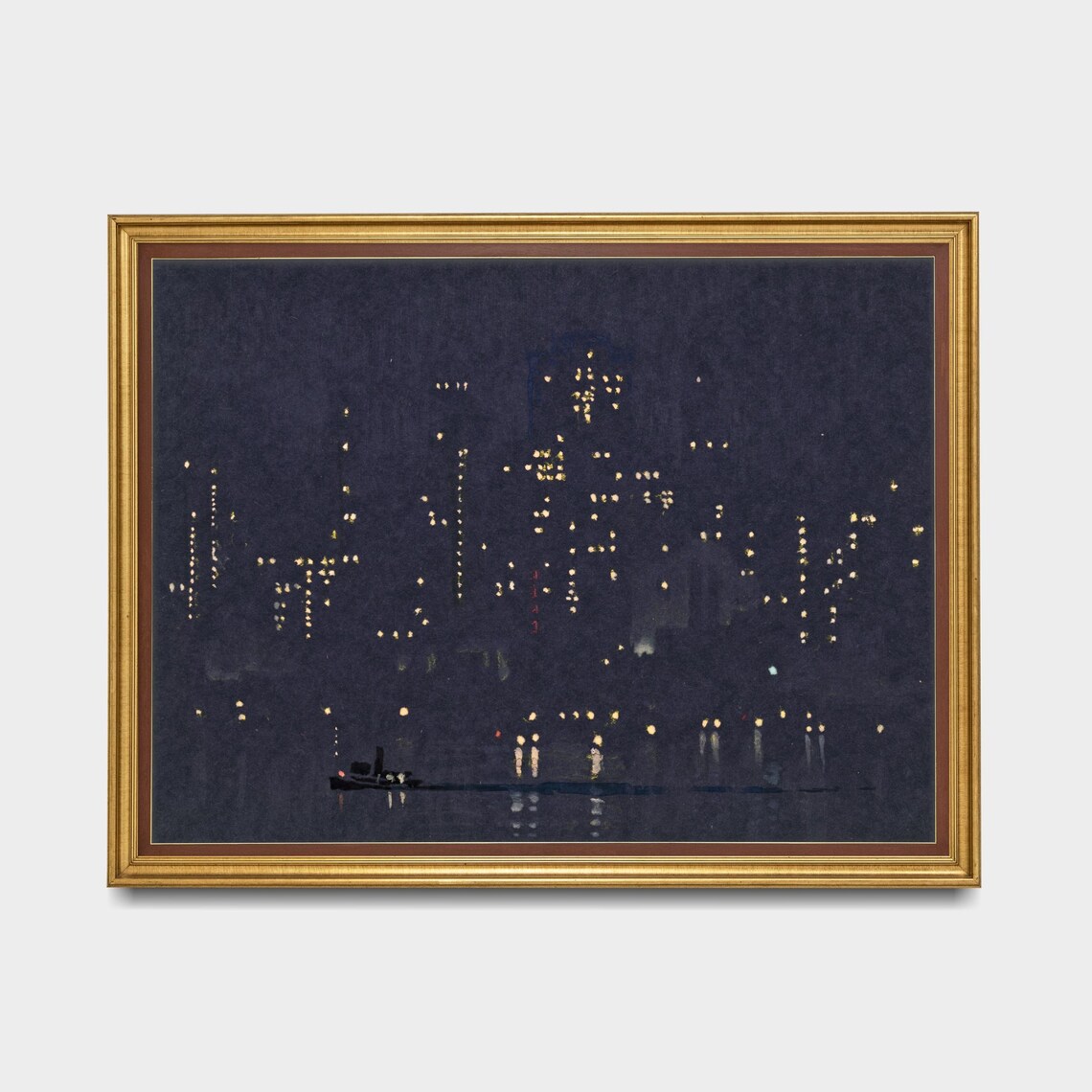 Manhattan Vintage Cityscape Night Lights Art Print - Image 5