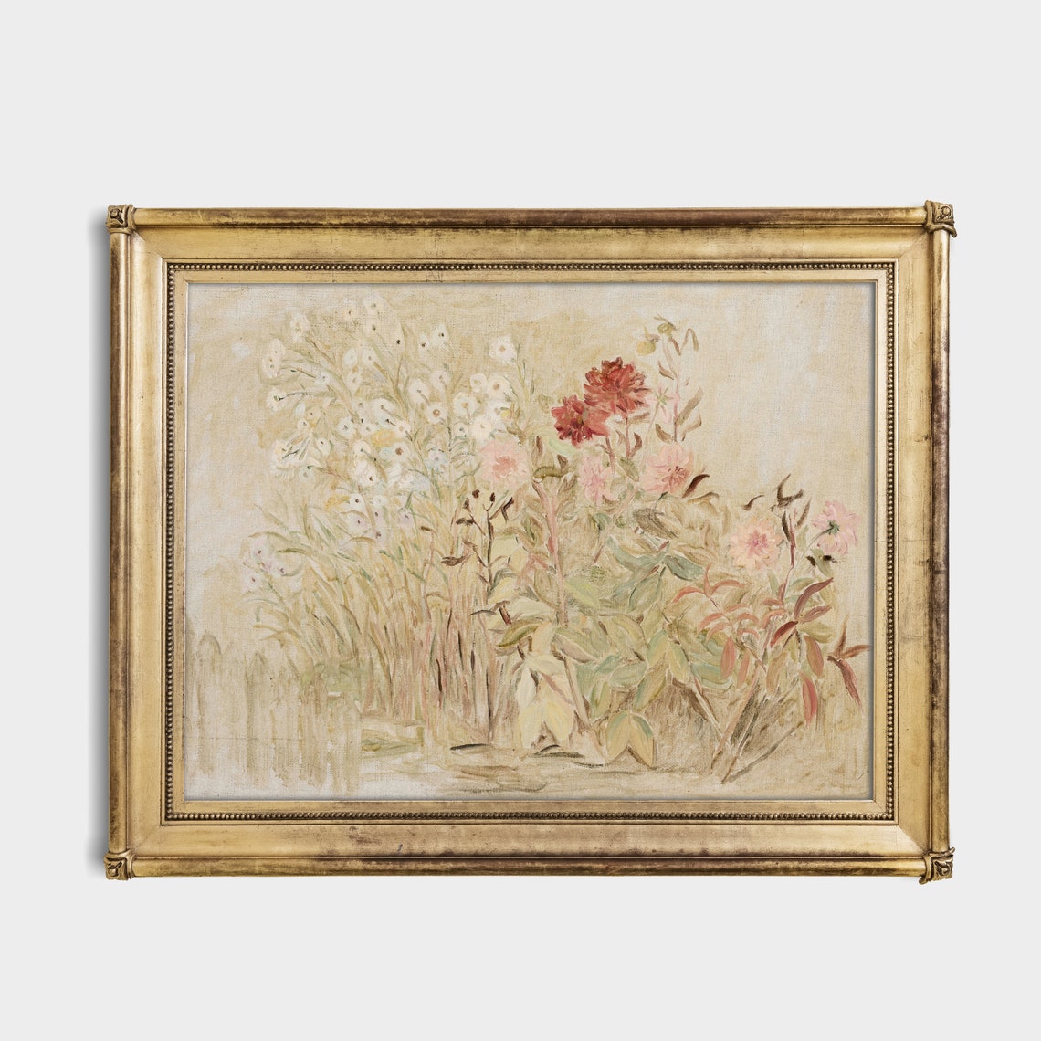 Pale Wildflowers on Aged Canvas Minimal Antique Floral Poster - Image 2