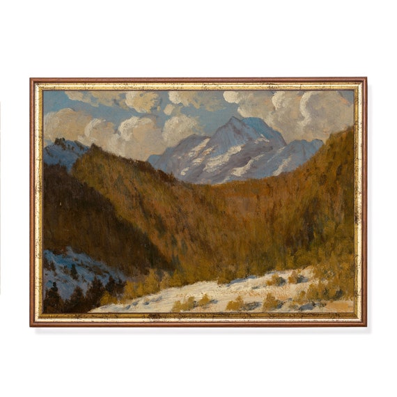 Printed And Shipped Vintage Winter Landscape Antique Snowy Mountain Print Moody Rustic Fine Art Winter Scenes Physical Prints