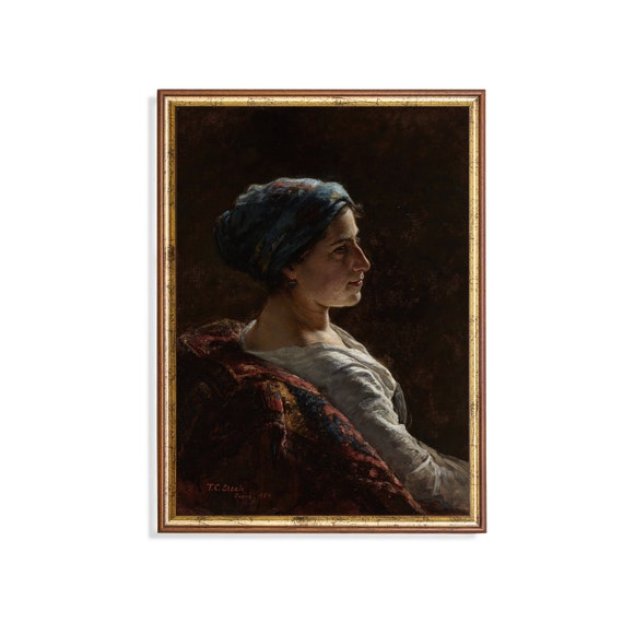 Woman Portrait Painting Vintage Prints Wall Art Dark Moody Antique Oil Painting Victorian Home Decor