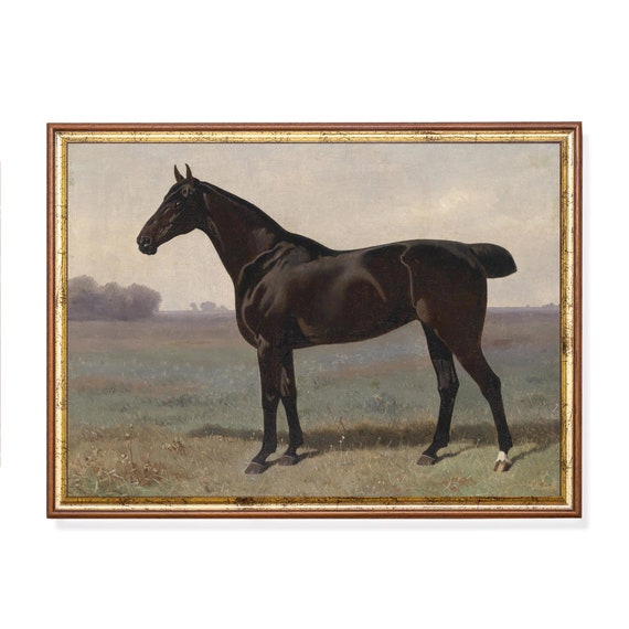 Mailed Print Vintage Horse Painting Antique Animal Print Equine Art Moody Rustic Artwork Horse Lover Gift Printed And Shipped