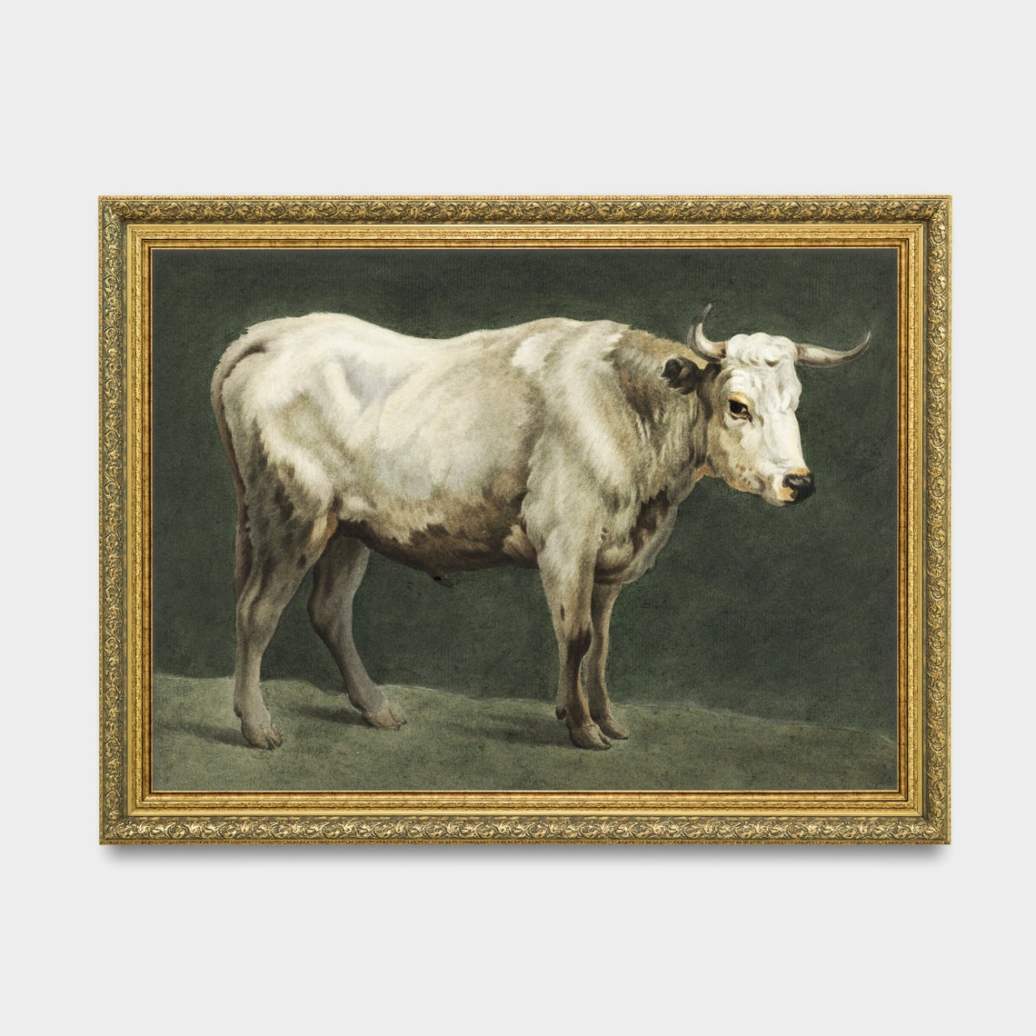 Vintage Animal Print Antique Bull Painting Farm Animal Art Wall Art Farmhouse Decor Fine Art Print - Image 3