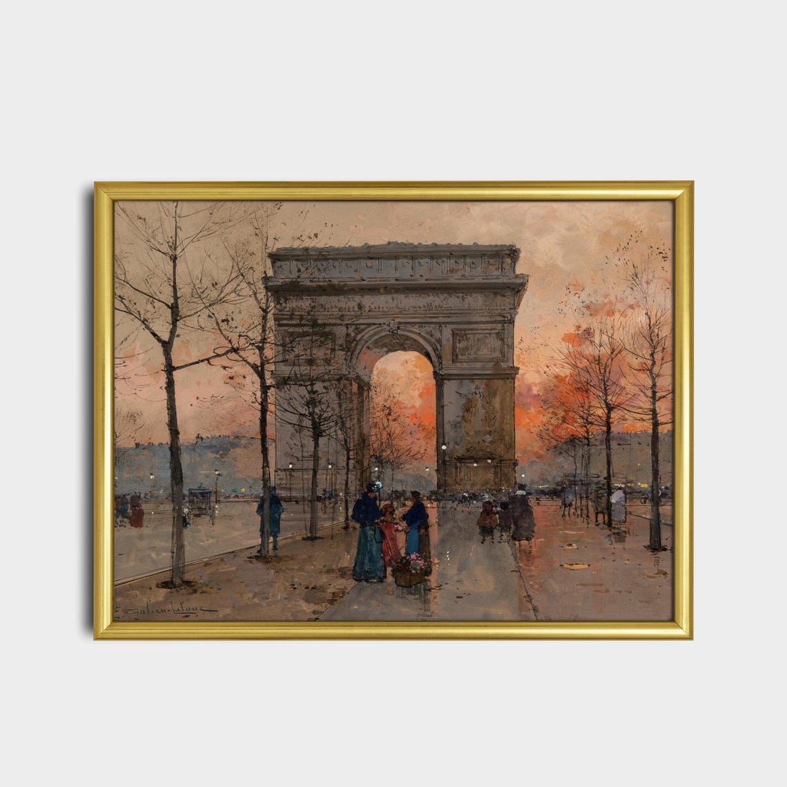 Arc de Triomphe Paris at Sunset Vintage Impressionist Poster - Image 2