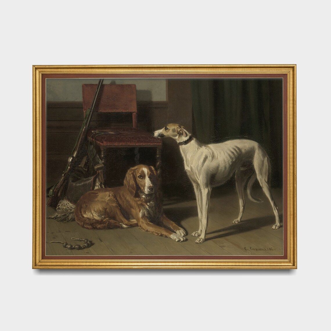 Vintage Dog Painting, Rustic Antique Animal Print - Image 4