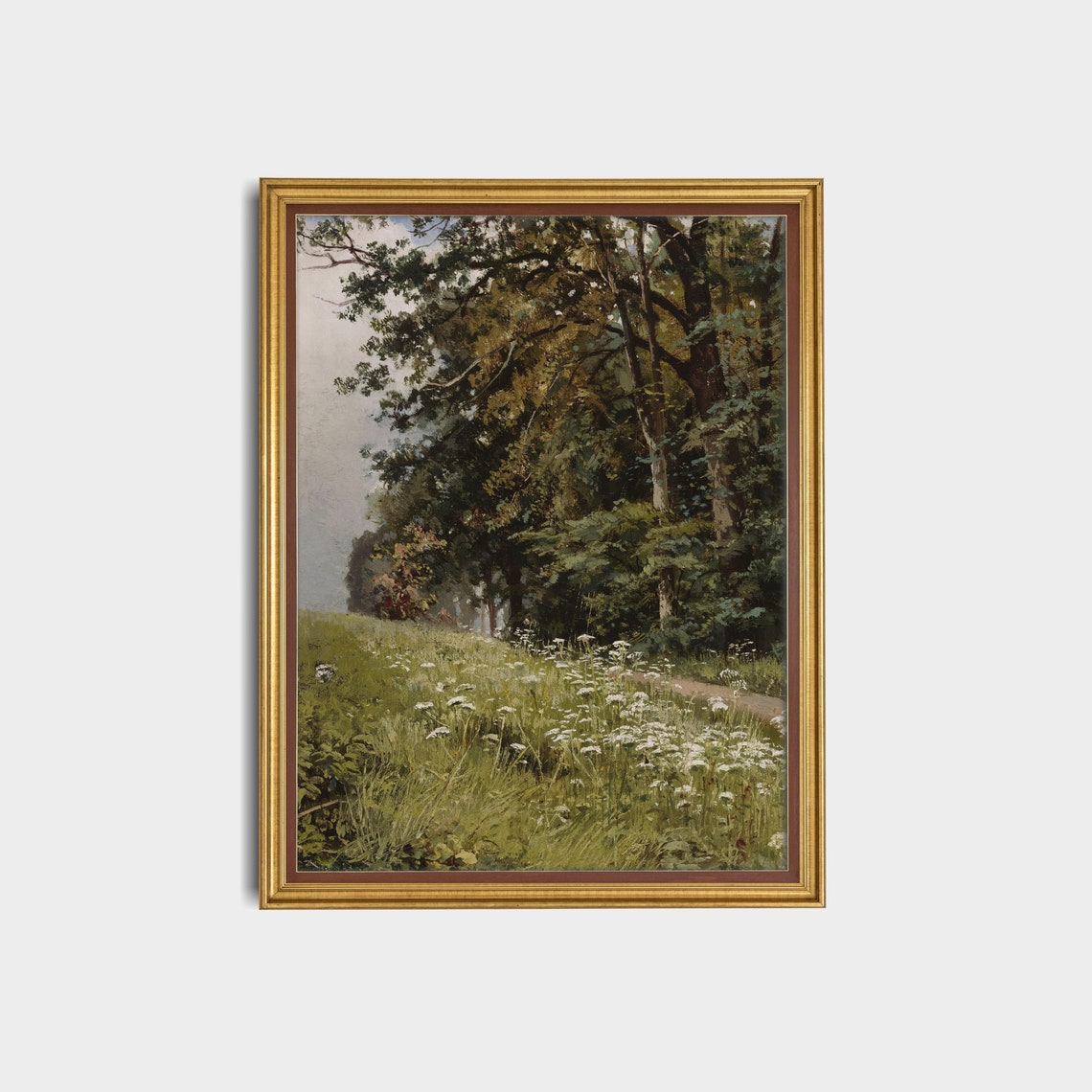 Forest Edge with Sunlit Wildflower Meadow Vintage Nature Art Poster - Image 3