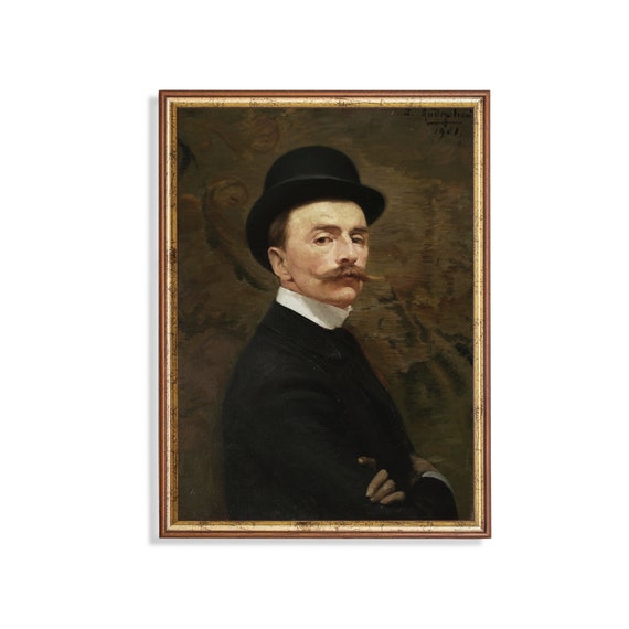 Printed And Shipped Vintage Gentleman Portrait Antique Man Portrait Physical Art Prints Oil Painting Print Moody Rustic Fine Art