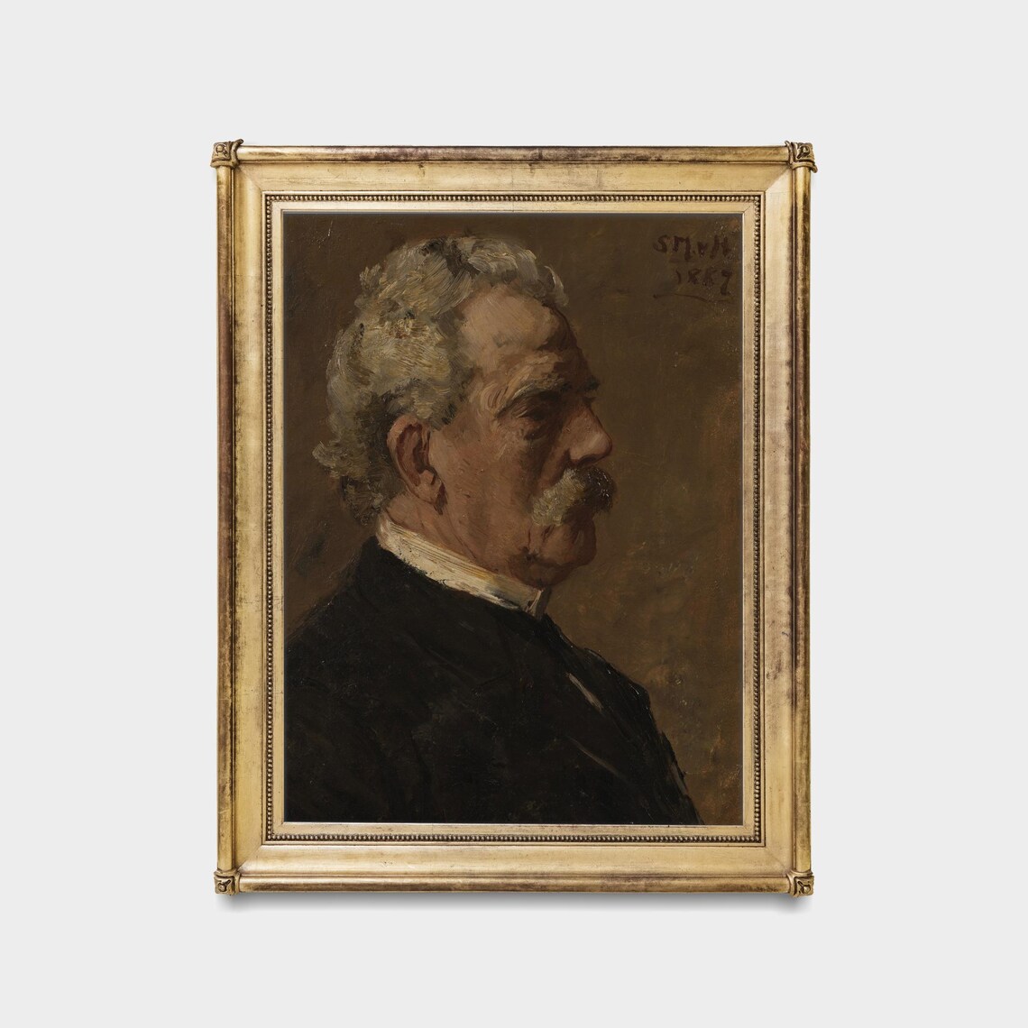 Old Man Profile Portrait in Oil Vintage 1887 Painting Poster - Image 5
