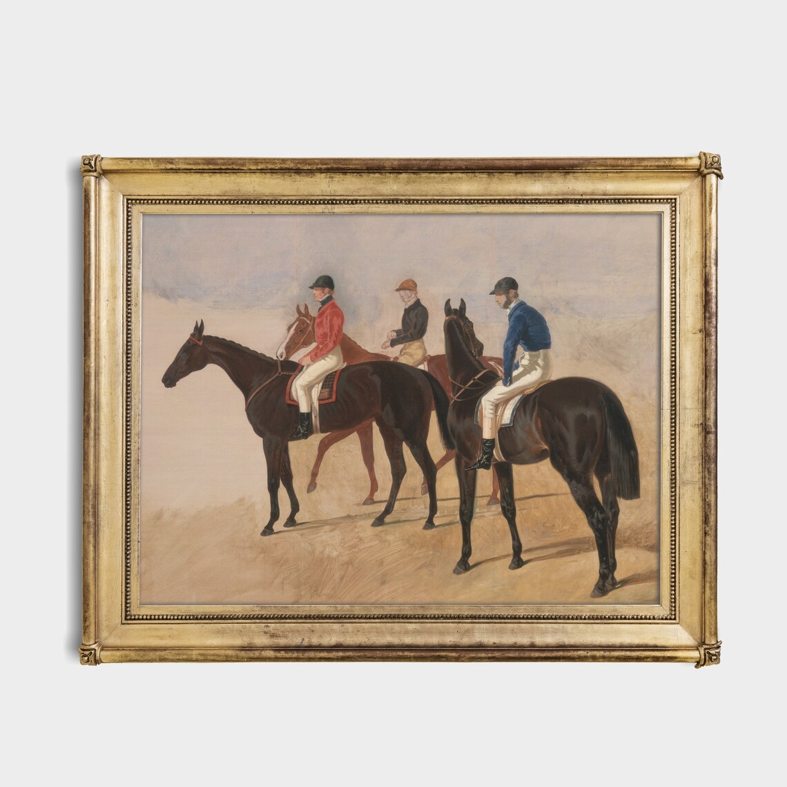 Three Jockeys on Racehorses Vintage Horse Racing Scene Art Poster - Image 4