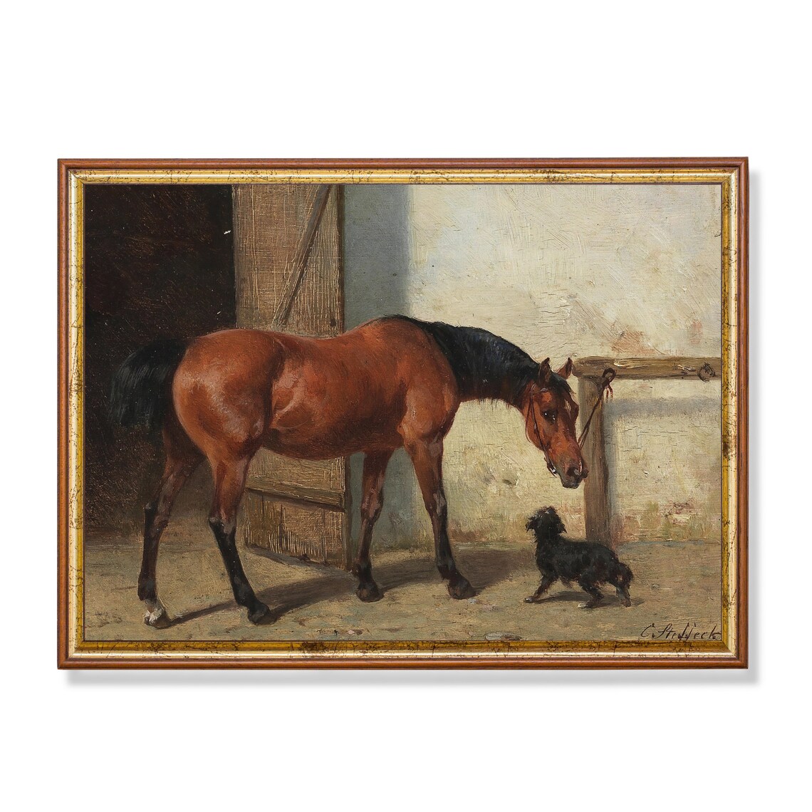 Vintage Horse Painting, Rustic Farmhouse Animal Art Print