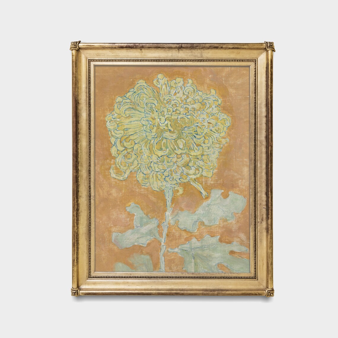 Golden Chrysanthemum On Ochre Vintage Japanese Style Floral Poster - Image 4