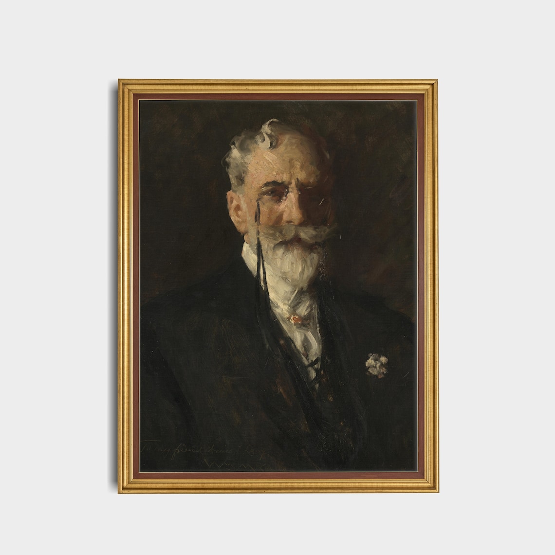 Vintage Gentleman Portrait, Rustic Oil Painting Print - Image 5