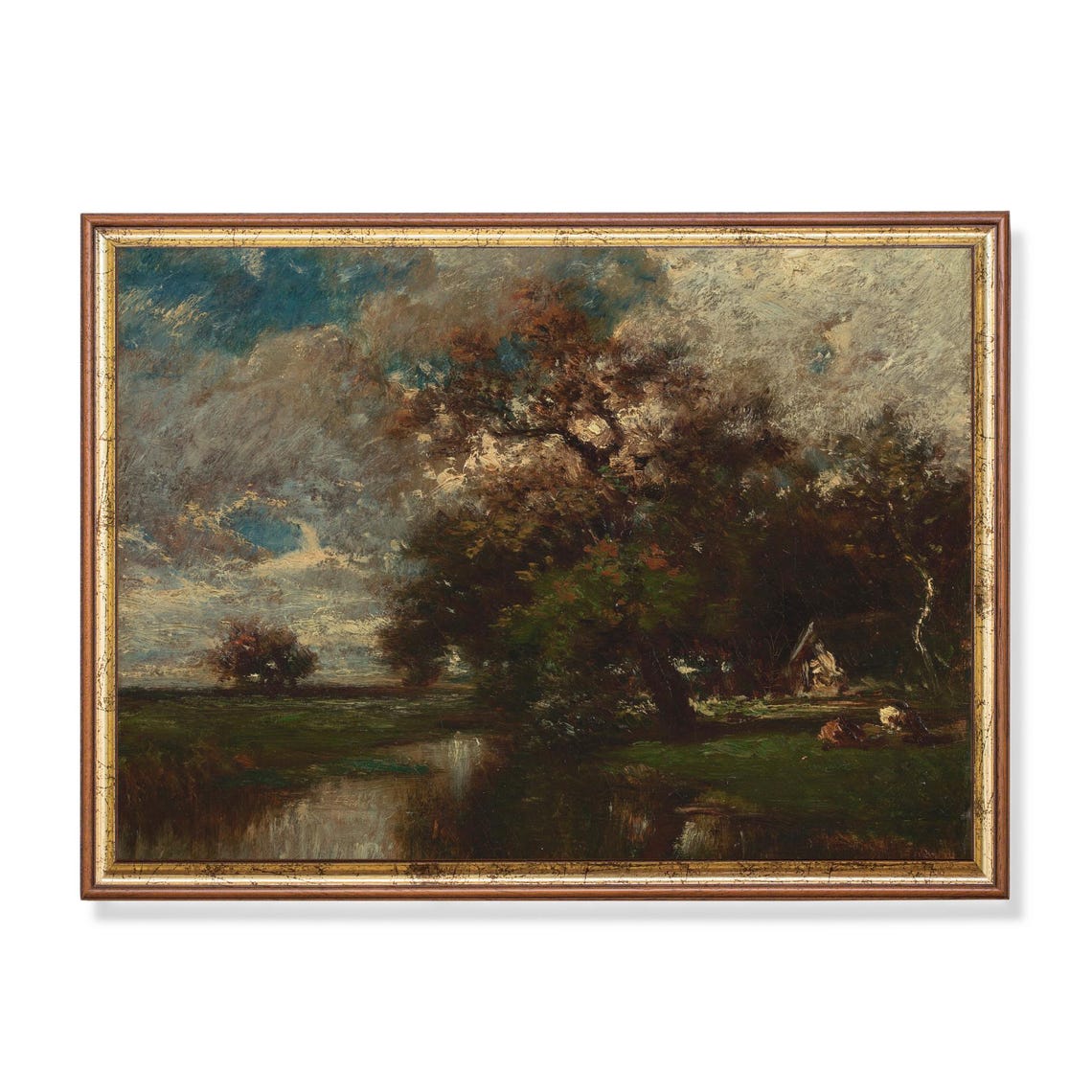 Moody Countryside with Marsh and Trees Vintage Landscape Poster
