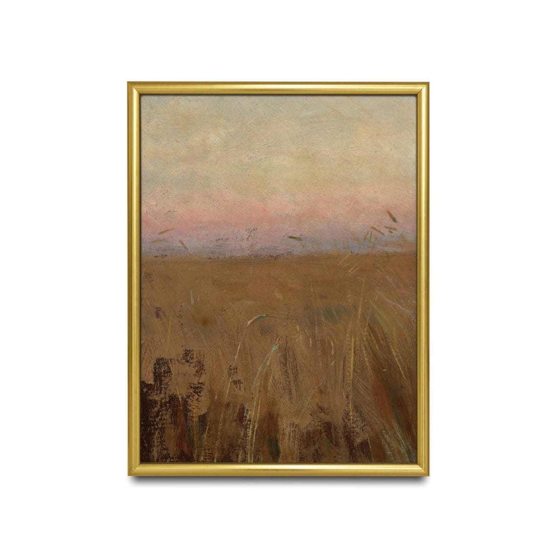 Golden Wheat Field at Dusk Soft Pink Sky Atmospheric Country Poster - Image 2