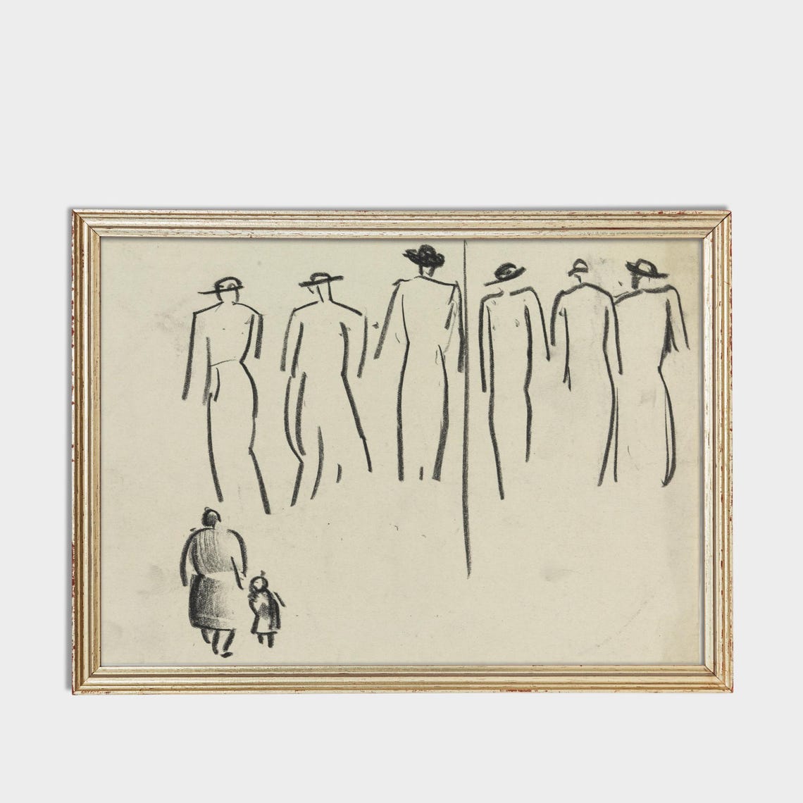 Minimalist Charcoal Figure Study Abstract Drawing Wall Poster - Image 3
