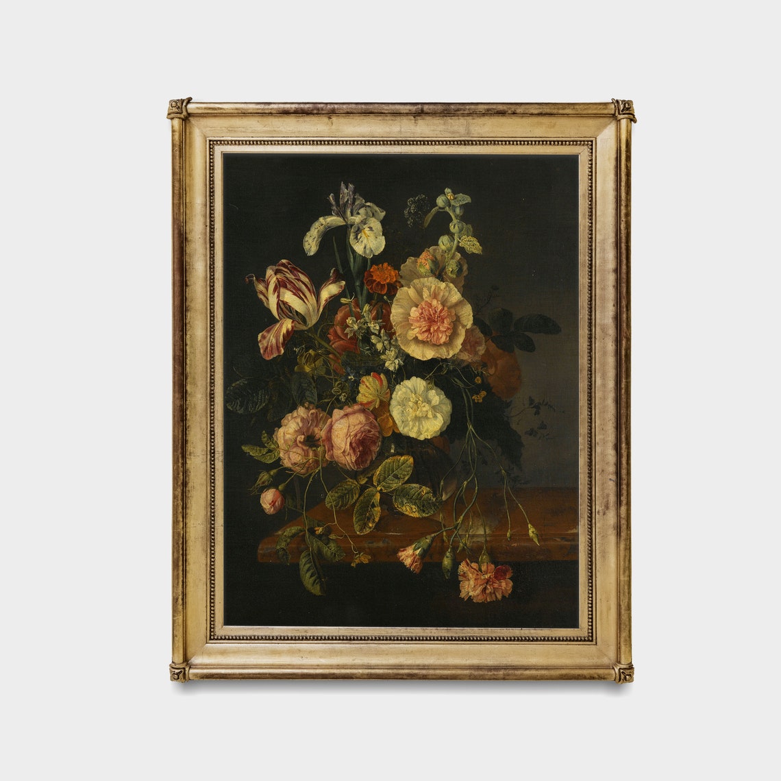 Dutch Old Master Flower Bouquet with Roses and Tulips Poster - Image 3