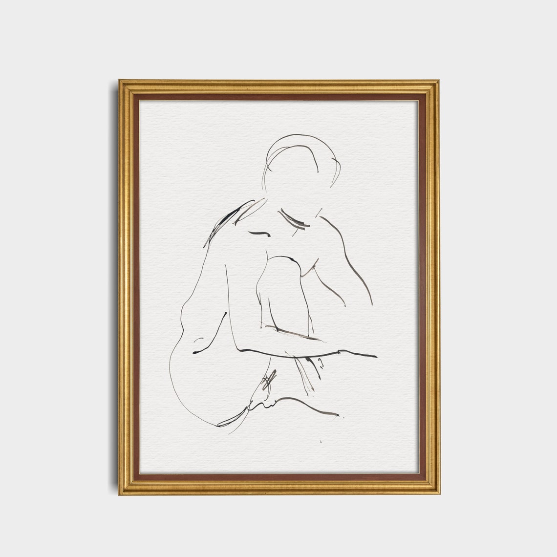 Seated Nude Minimal Single Line Drawing Modern Figure Poster - Image 4
